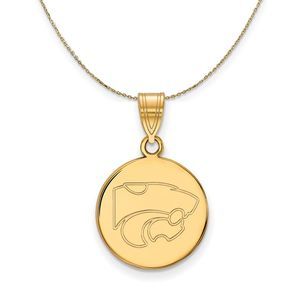 14k Yellow Gold Kansas State Medium Disc Necklace - 22 Inch